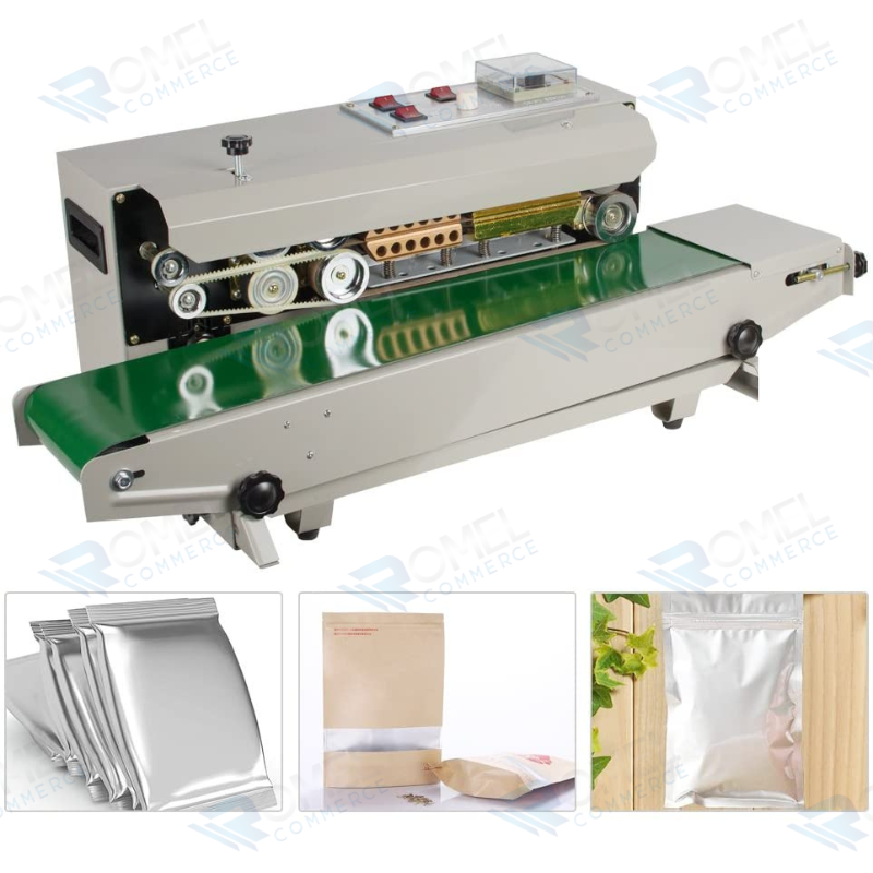 SELLADORA HORIZONTAL Y VERTICAL DE BANDA CONTINUA CON PERSONALIZACION HASTA 45CM DE ALTURA