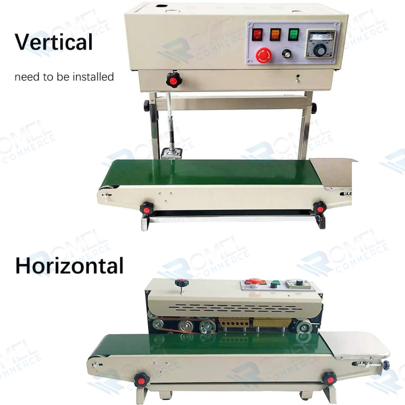 SELLADORA HORIZONTAL Y VERTICAL DE BANDA CONTINUA CON PERSONALIZACION HASTA 45CM DE ALTURA