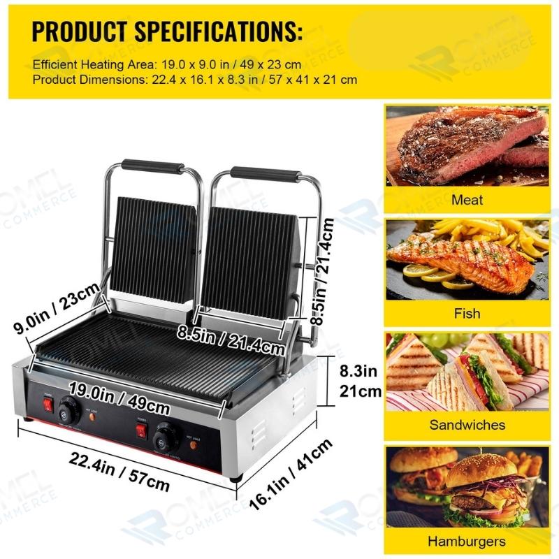 Vevor Parrilla Grill Asador Eléctrico Tostadora Panini Carne