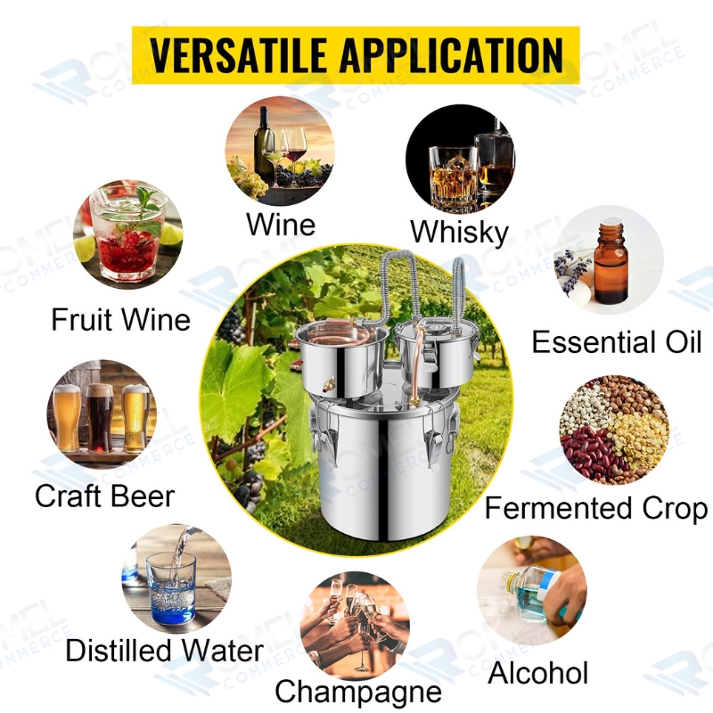DESTILADOR DE AGUA Y ALCOHOL, VINO, ACEITE ESENCIAL,  3 GAL / 12 L