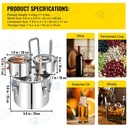 DESTILADOR DE AGUA Y ALCOHOL, VINO, ACEITE ESENCIAL,  3 GAL / 12 L