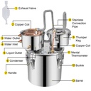 DESTILADOR DE AGUA Y ALCOHOL, VINO, ACEITE ESENCIAL,  3 GAL / 12 L
